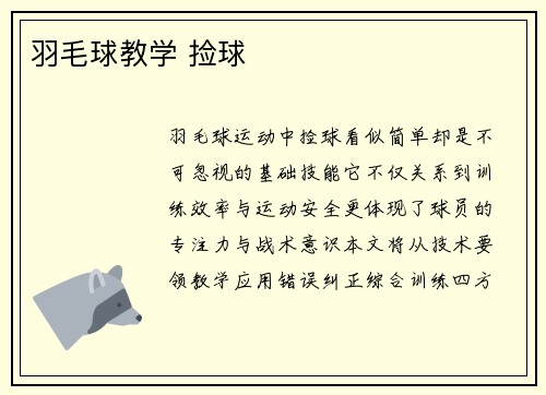 羽毛球教学 捡球